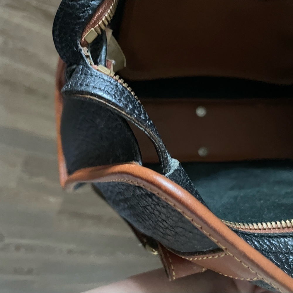 Dooney & Bourke Pebbled Leather All Weather Bag Dark Navy British Tan - Picture 10 of 14